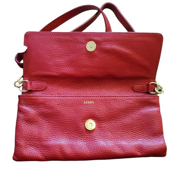 Mark and Graham Purse Red and Gold Leather Shoulder Bag Italian Handbag DH667 - Picture 3 of 9